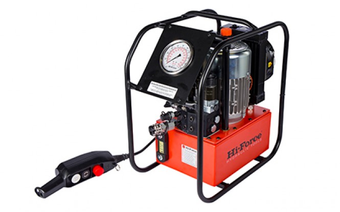 پمپ الکتریکی (برقی) هیدرولیکی 700 بار دو سرعته با شیر تنظیم فشار مدل TPE-Range ساخت هایفورس انگلستان